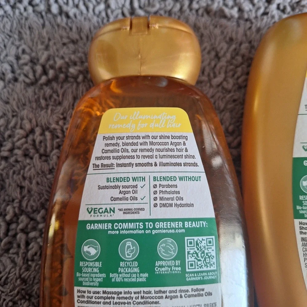 2 Pk Garnier Whole Blends Moroccan Argan Camellia Oil Shampoo Conditioner Bundle